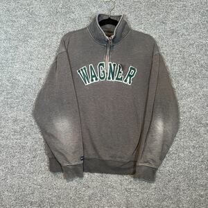 Wagner College Sweater‎ Adult Large Gray Transport Sweatshirt Vtg 1/4 Pullover